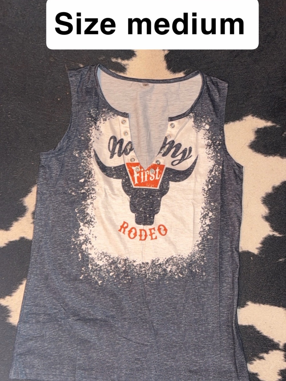 Women’s Navy Graphic Rodeo Tank Top - 'First Rodeo'